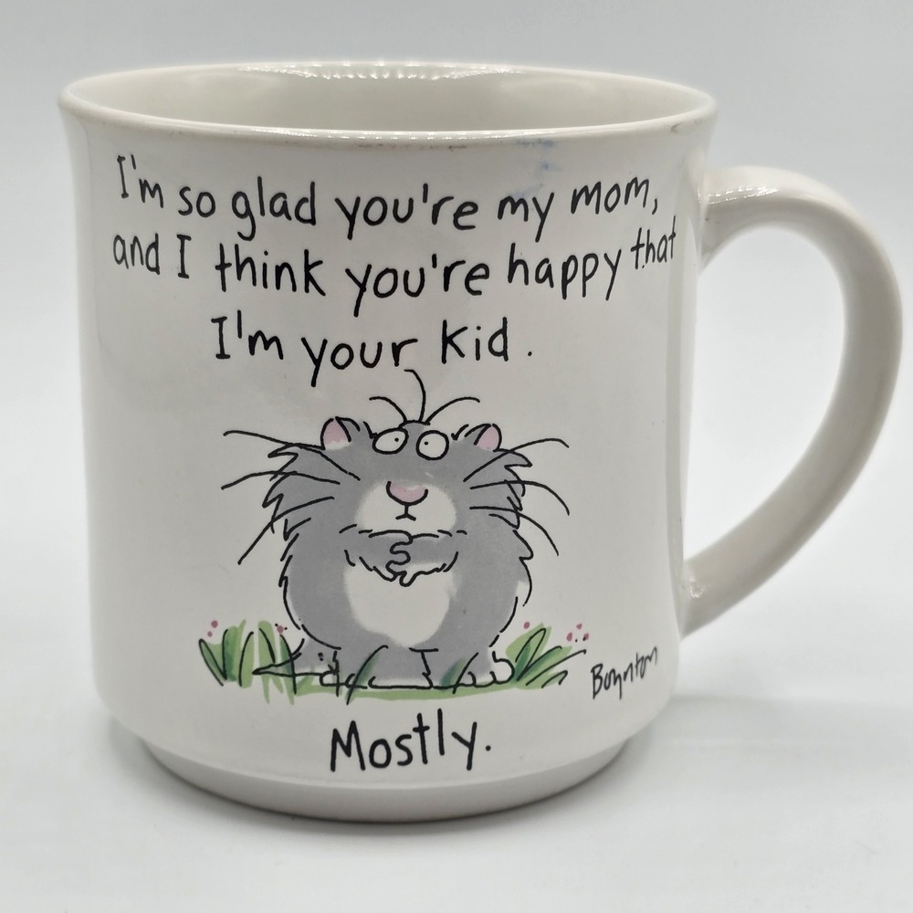 Vintage Boyton Fluffy Gray Cat Mom Appreciation Mug from Child Recycled‎ Paper